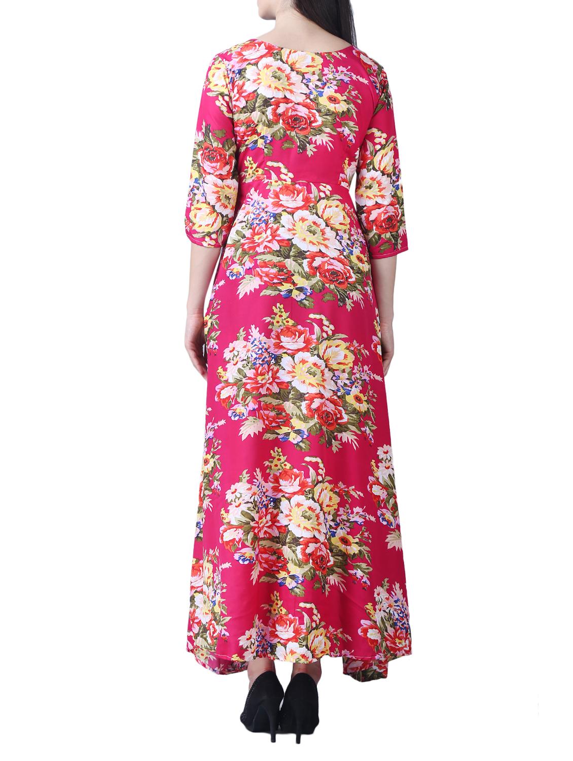 pink floral crepe maxi dress - 15264391 - Zoom Image - 3