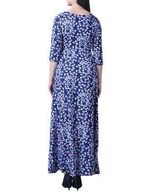 navy blue crepe floral maxi dress - 15264405 - Standard Image - 3