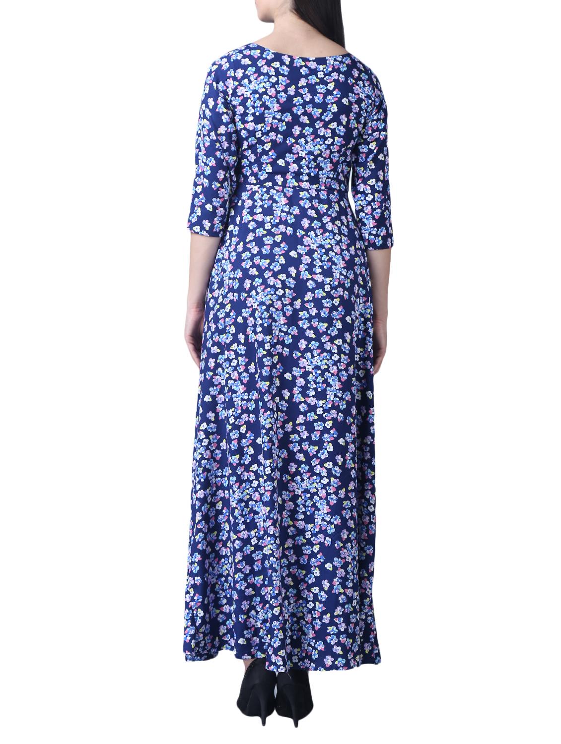 navy blue crepe floral maxi dress - 15264405 - Zoom Image - 3