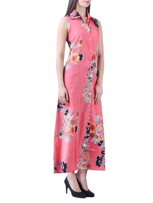 pink crepe floral shirt dress - 15264413 - Standard Image - 3