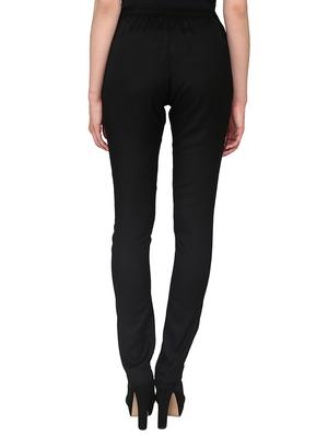 black solid rayon trouser - 15265484 - Standard Image - 3