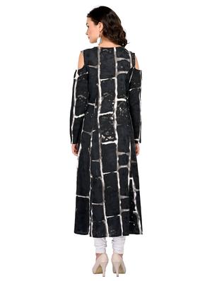 black rayon a-line kurta - 15265620 - Standard Image - 3