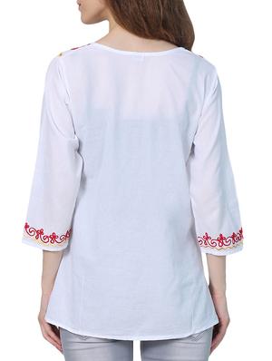 embroidered v neck tunic - 15265658 - Standard Image - 3