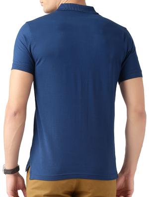 blue solid polo t-shirt - 15266260 - Standard Image - 3