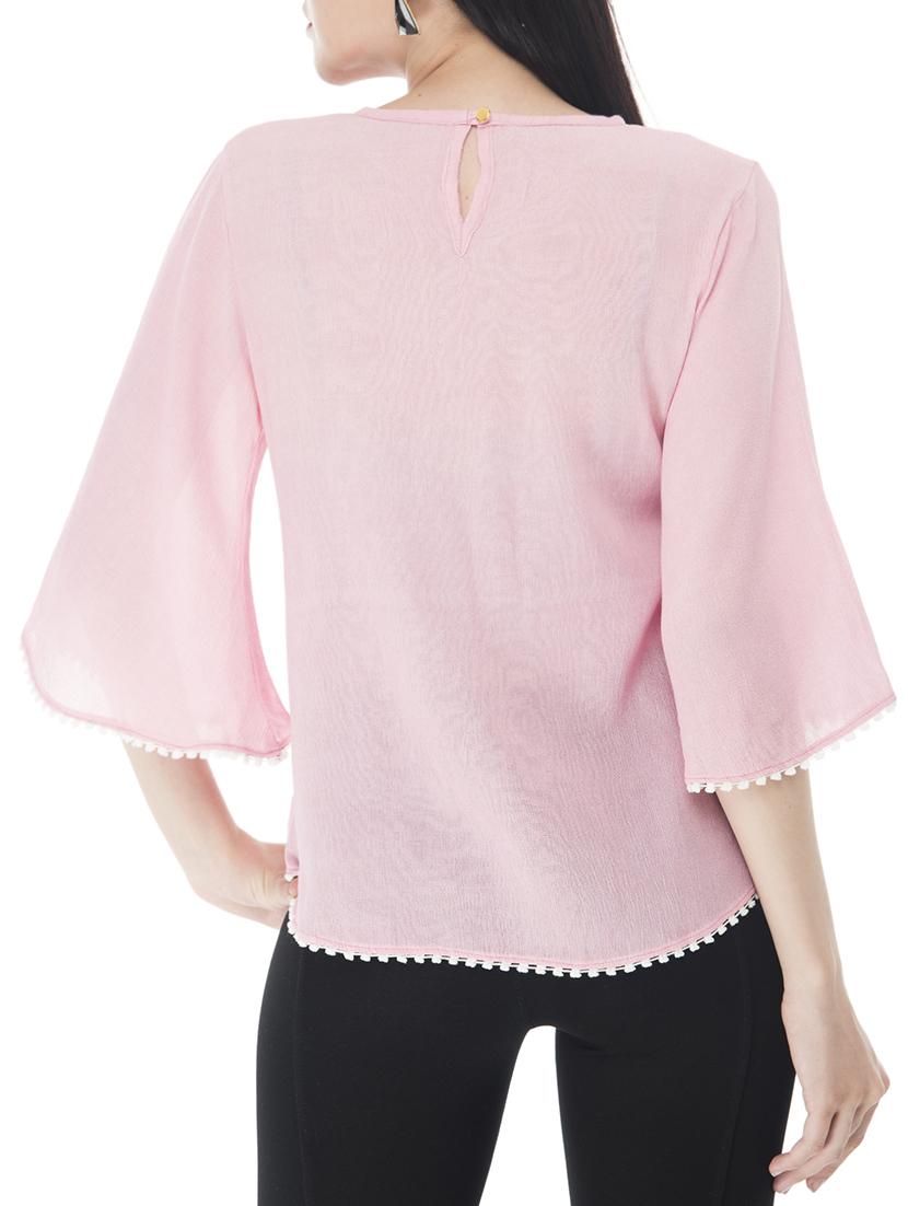 bell sleeved lace trim top - 15266557 - Zoom Image - 3