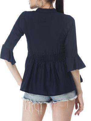 flute sleeved peplum top - 15266563 - Standard Image - 3