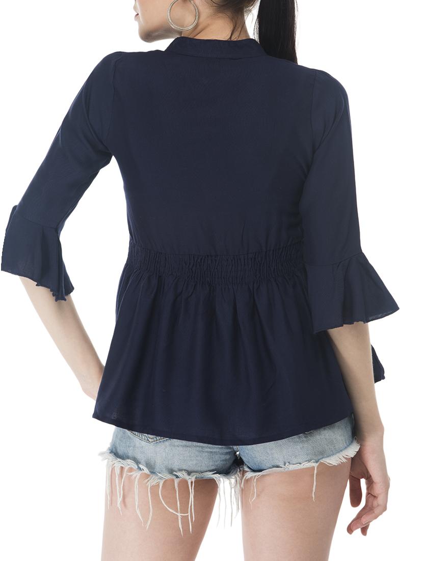 flute sleeved peplum top - 15266563 - Zoom Image - 3