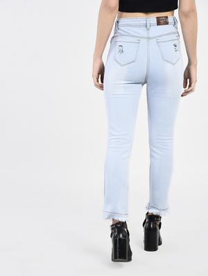 light blue denim distressed jeans - 15266773 - Standard Image - 3
