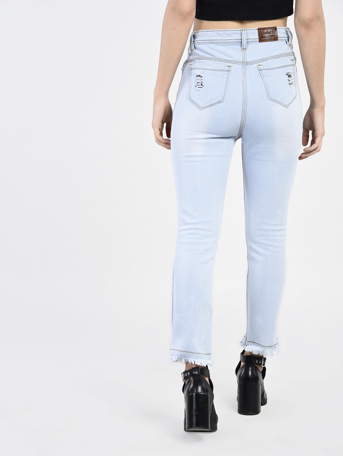 light blue denim distressed jeans - 15266773 - Zoom Image - 3