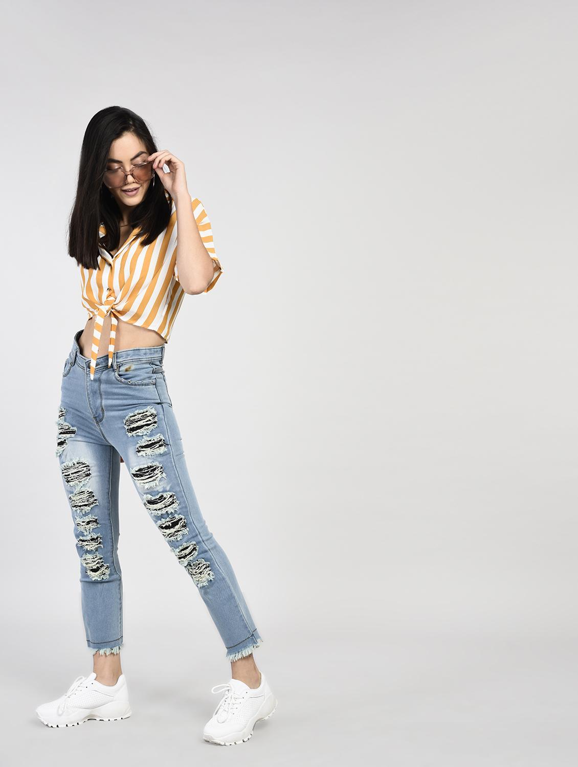 blue denim distressed jeans - 15266775 - Zoom Image - 3