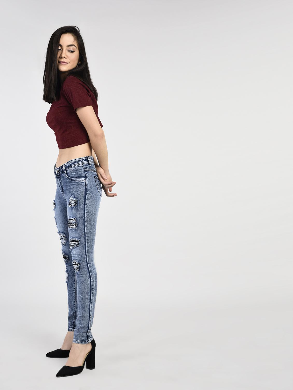 blue denim distressed jeans - 15266783 - Zoom Image - 3