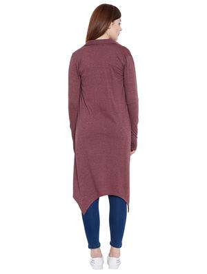 maroon solid asymmetrical shrug - 15267849 - Standard Image - 3