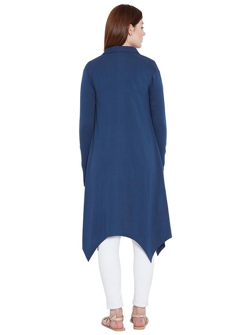 blue solid asymmetrical long shrug - 15267851 - Zoom Image - 3