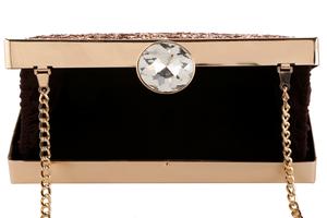 gold silk structured clutch - 15267929 - Standard Image - 3