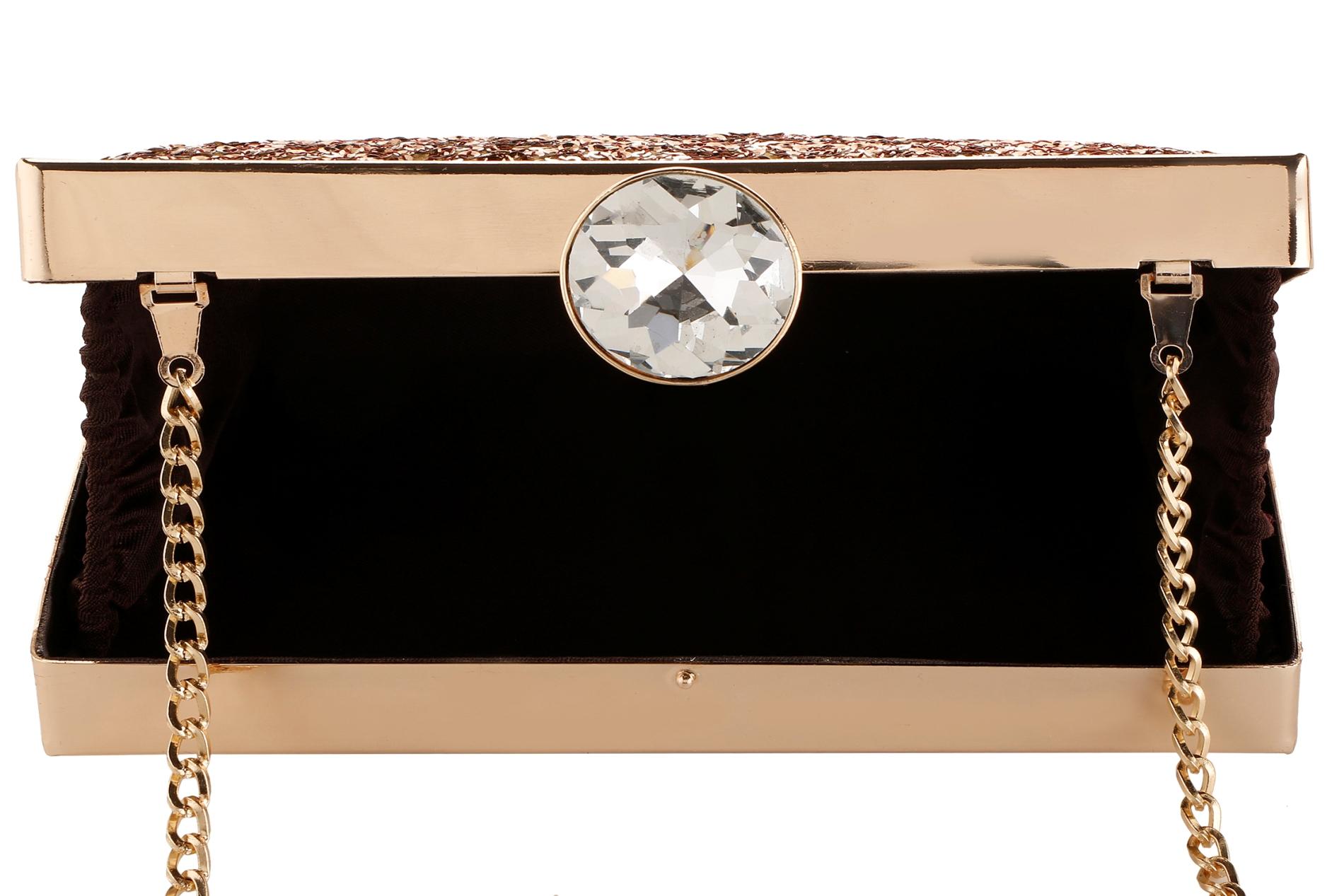 gold silk structured clutch - 15267929 - Zoom Image - 3