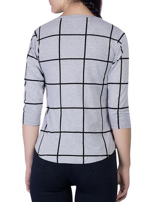 round neck checkered tee - 15268126 - Standard Image - 3