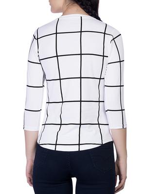 grid pattern round neck tee - 15268128 - Standard Image - 3