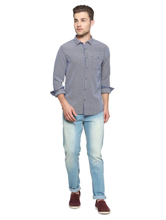 blue cotton casual shirt - 15269023 - Zoom Image - 3