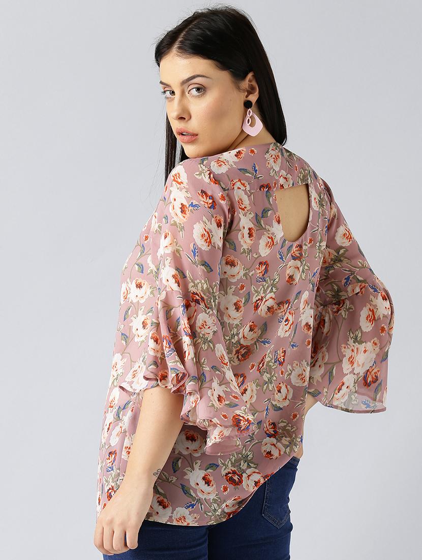 bell sleeved floral plus top - 15270182 - Zoom Image - 3