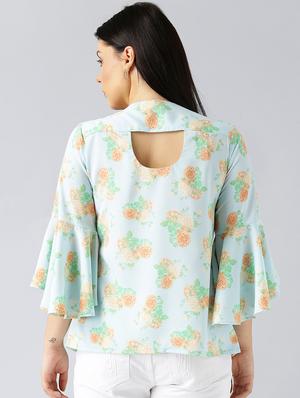 floral bell sleeved plus top - 15270186 - Standard Image - 3