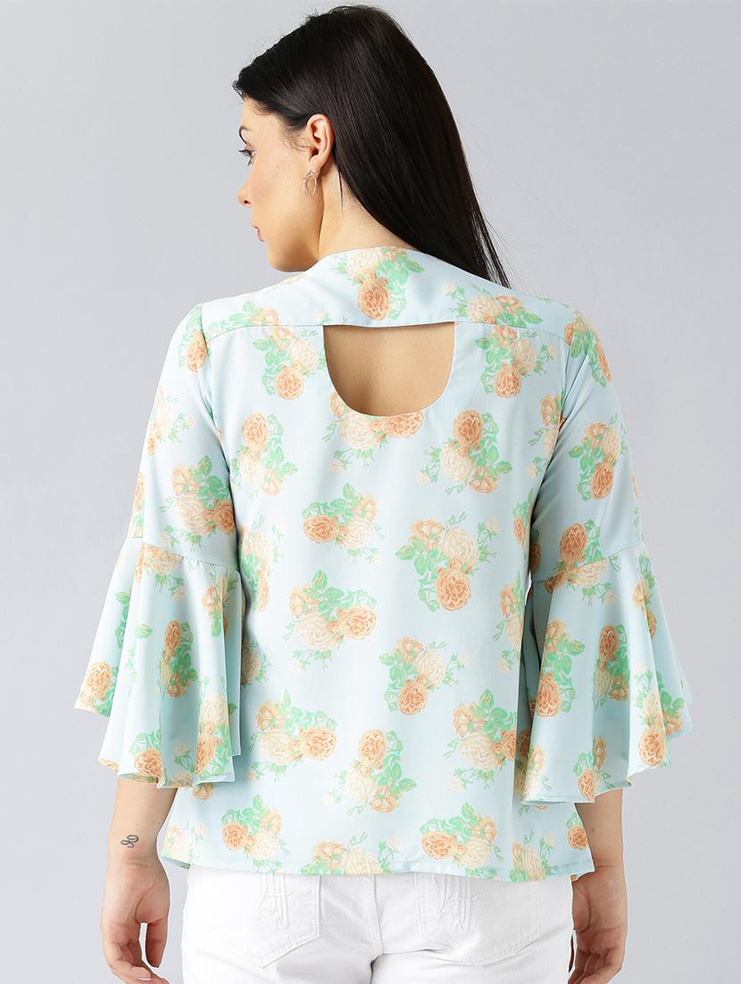floral bell sleeved plus top - 15270186 - Zoom Image - 3
