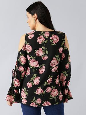 cold shoulder floral plus top - 15270202 - Standard Image - 3