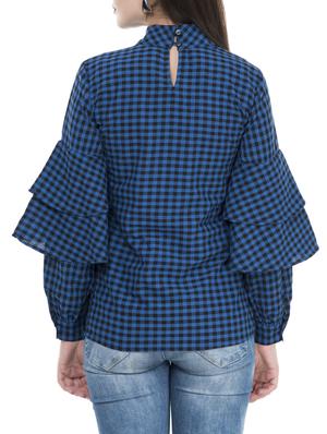 blue checkered cotton top - 15272955 - Standard Image - 3
