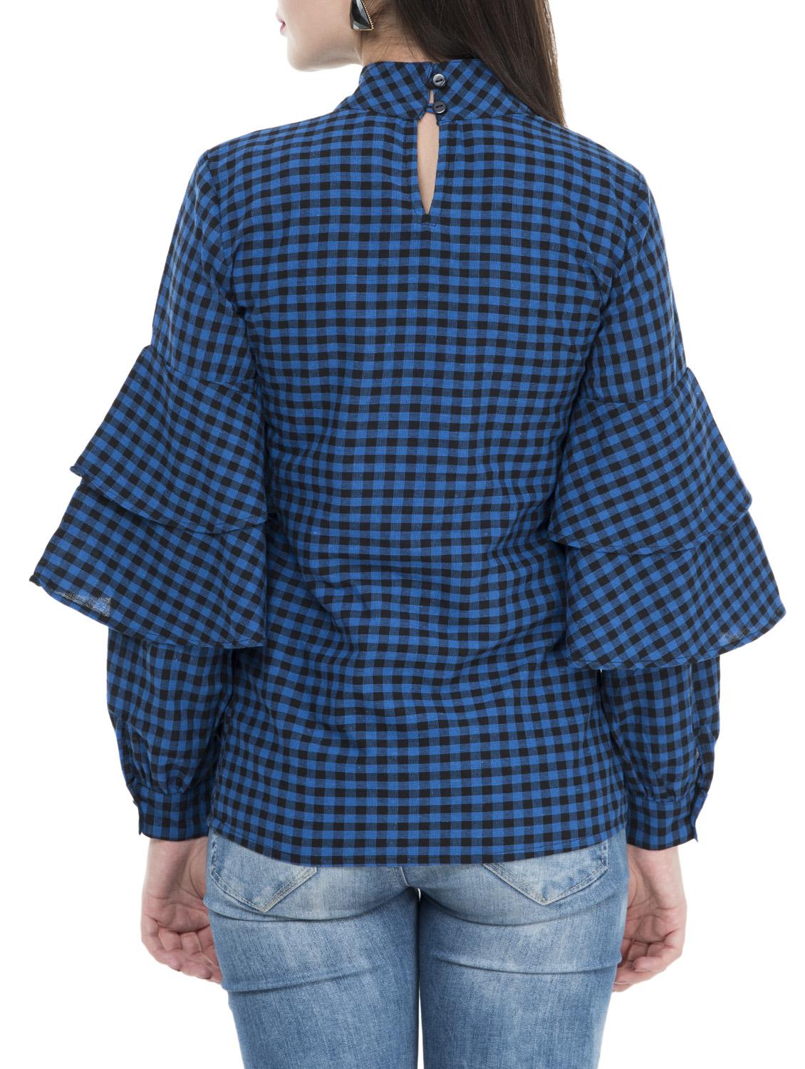 blue checkered cotton top - 15272955 - Zoom Image - 3