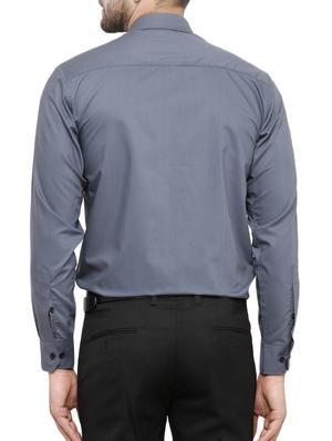 grey cotton formal shirt - 15273308 - Standard Image - 3