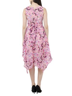 Round Neck Floral asymmetric dress - 15273730 - Standard Image - 3