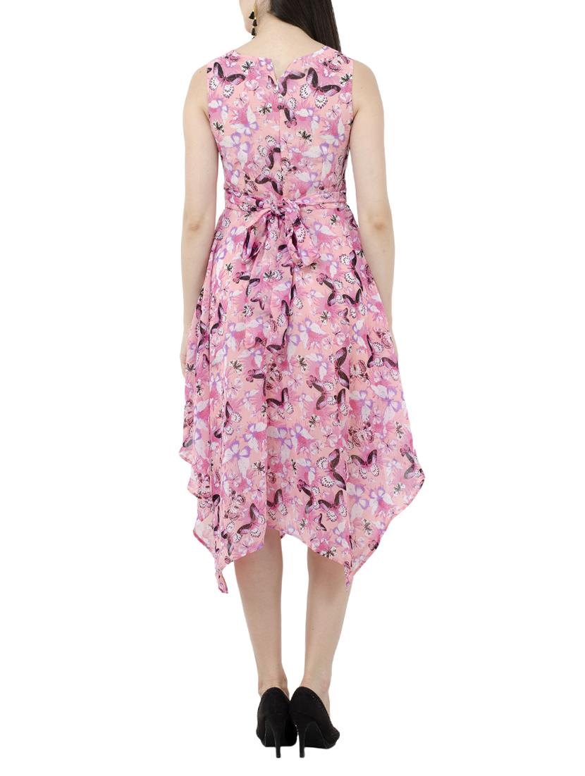 Round Neck Floral asymmetric dress - 15273730 - Zoom Image - 3