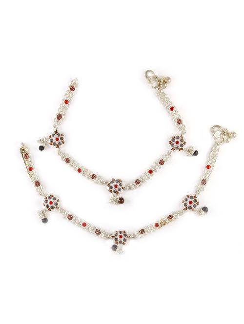 silver plated anklets and payal - 15273775 - Standard Image - 1