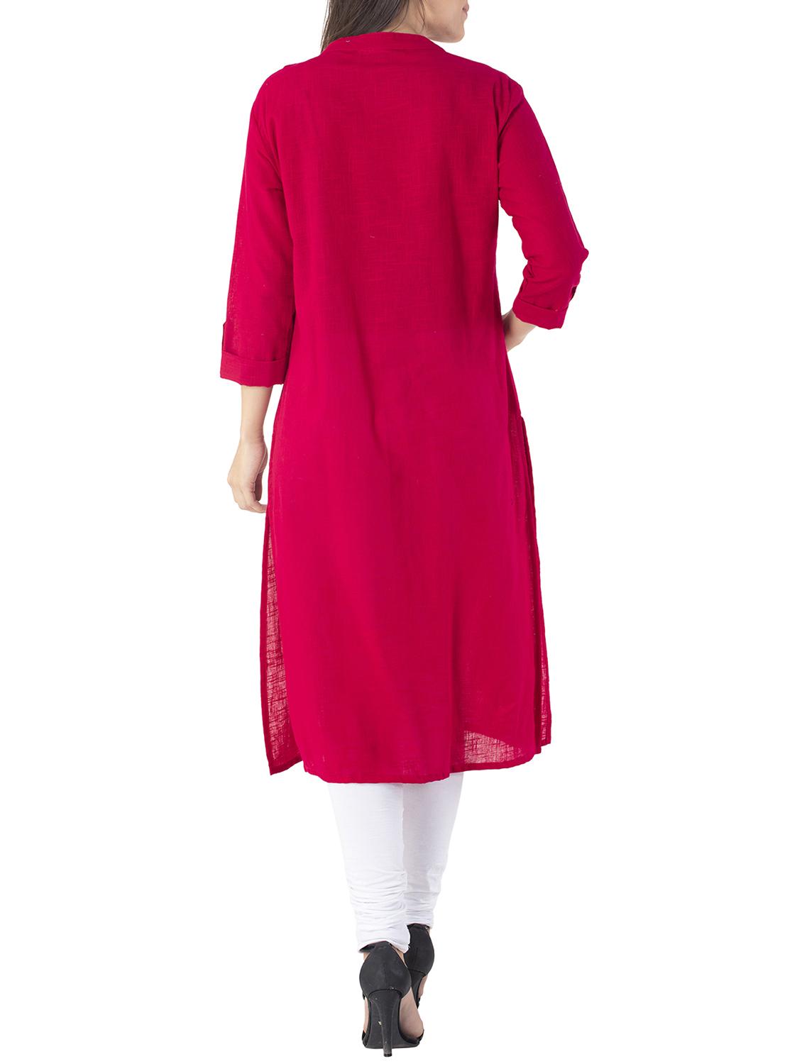 solid straight kurta - 15274145 - Zoom Image - 3
