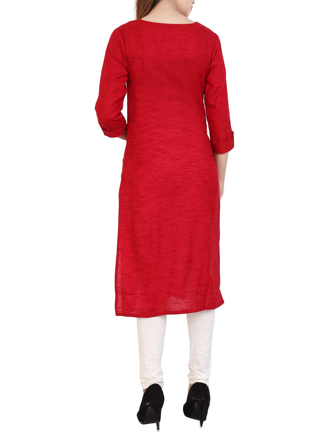 solid straight kurta - 15274171 - Zoom Image - 3
