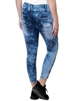 blue denim ladder ripped jeans - 15276774 - Standard Image - 3