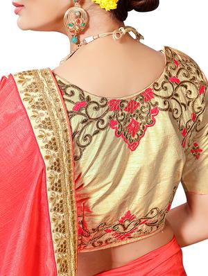 red silk woven saree with blouse - 15276841 - Standard Image - 3