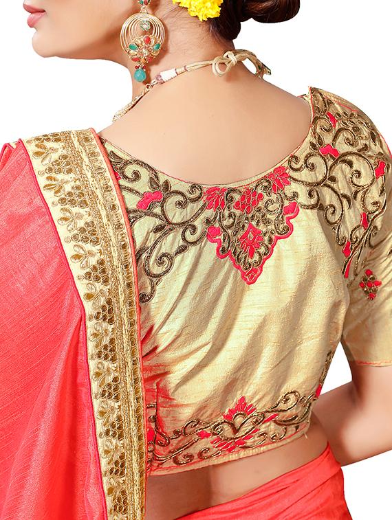 red silk woven saree with blouse - 15276841 - Zoom Image - 3