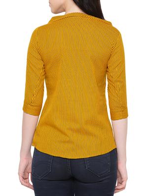 asymmetric collar striped top - 15277119 - Standard Image - 3
