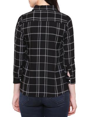 black rayon checkered shirt - 15277120 - Standard Image - 3