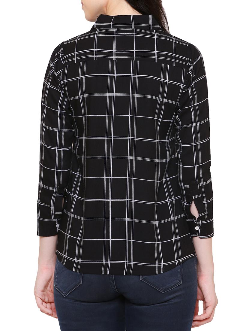 black rayon checkered shirt - 15277120 - Zoom Image - 3