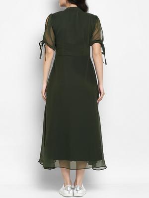 green embroidered a-line dress - 15277621 - Standard Image - 3