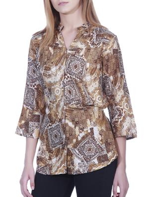 mandarin neck printed shirt - 15277975 - Standard Image - 3