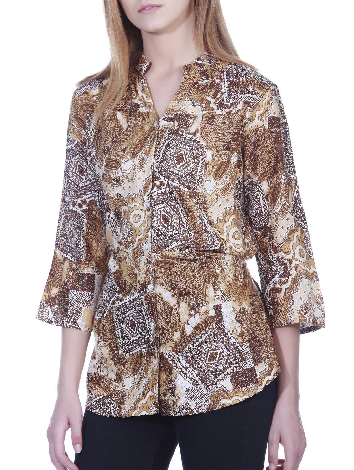 mandarin neck printed shirt - 15277975 - Zoom Image - 3