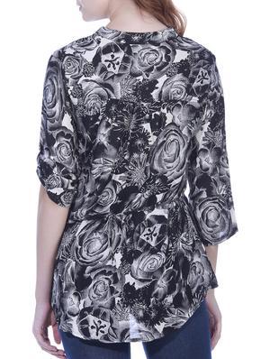 mandarin neck floral shirt - 15277985 - Standard Image - 3