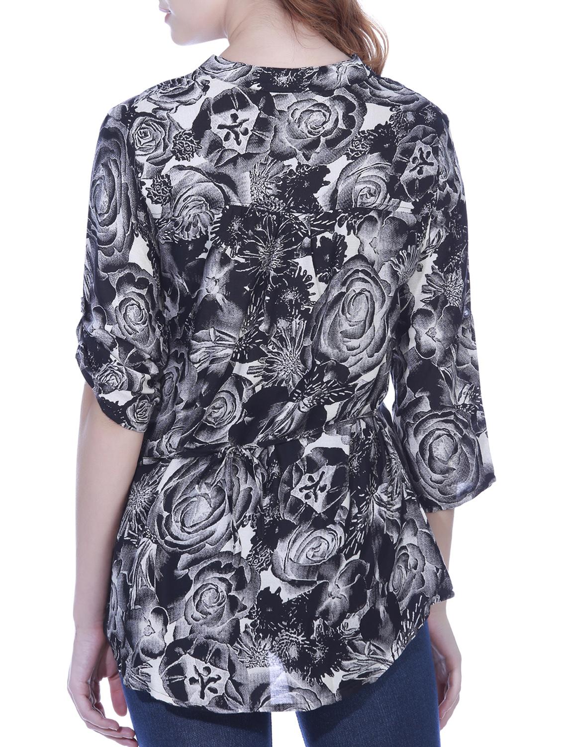 mandarin neck floral shirt - 15277985 - Zoom Image - 3