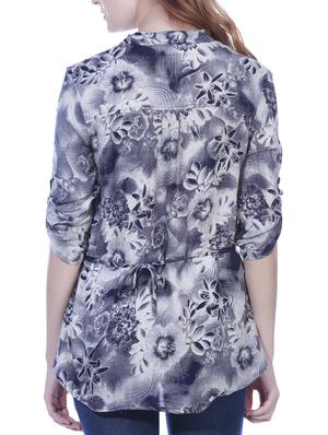 grey printed rayon shirt tunic - 15277986 - Standard Image - 3