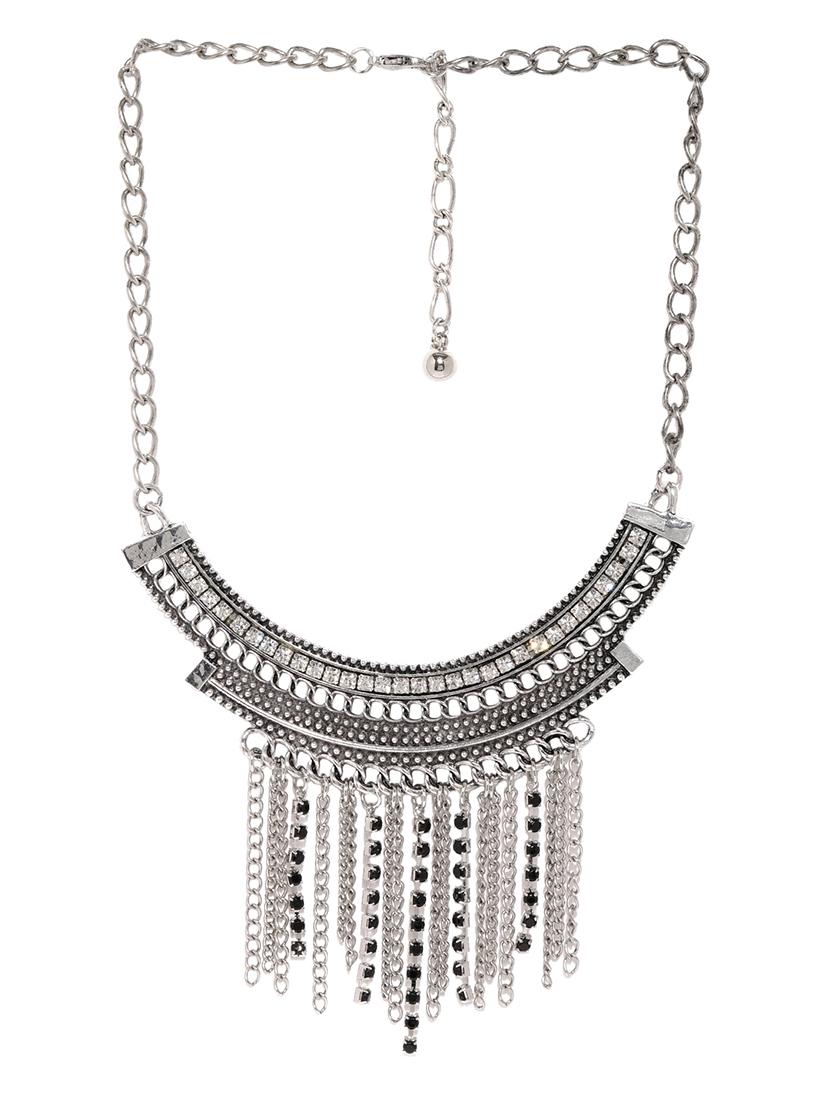 silver metal short necklace - 15279815 - Zoom Image - 3