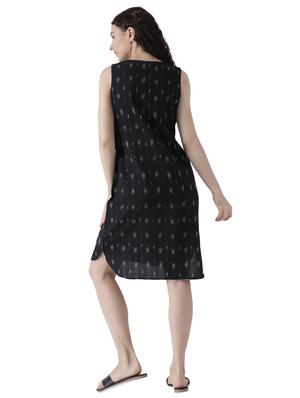 black cotton ikat a-line dress - 15281447 - Standard Image - 3