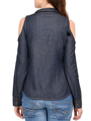cold shoulder denim shirt - 15282370 - Standard Image - 3