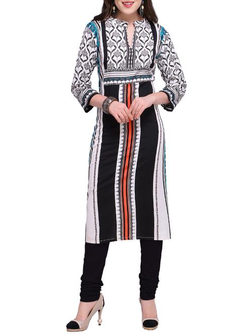 White crepe straight kurta - 15283442 - Standard Image - 1